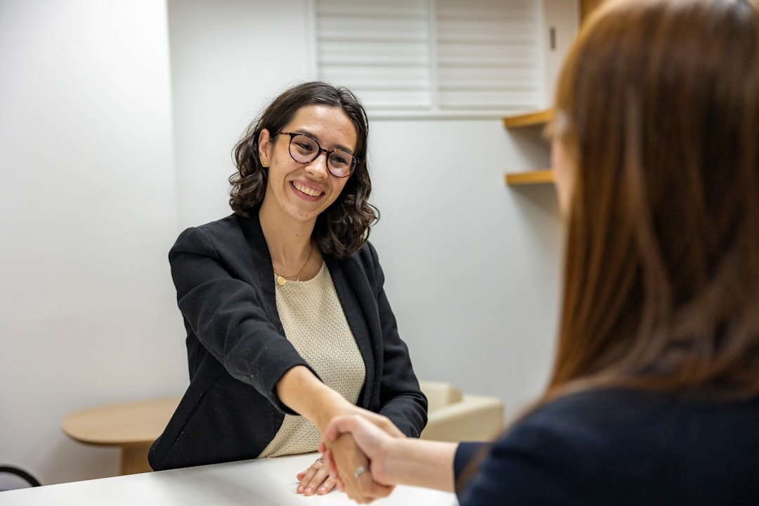 woman conducting interview